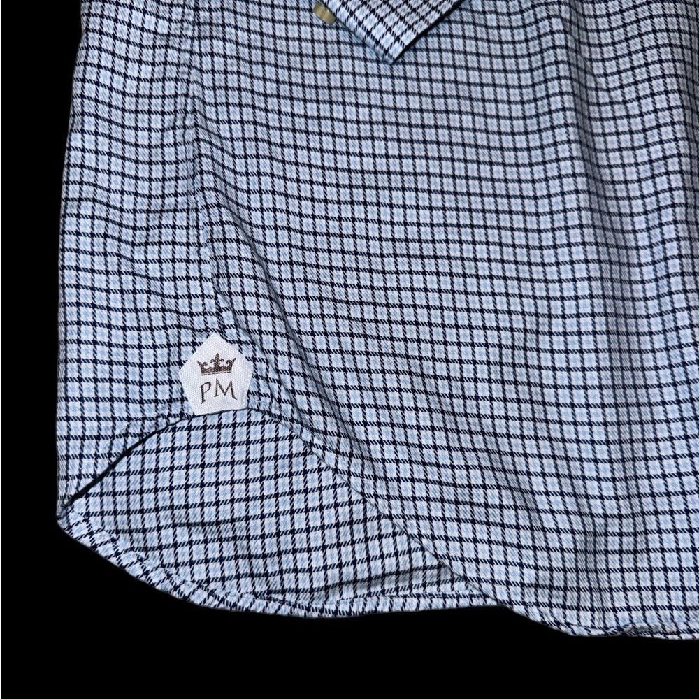 Peter Millar Blue Mens Size Large Striped Button‎ Up Long Sleeve Greens Masters - Picture 7 of 11